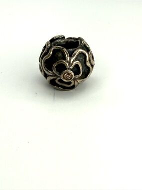 PANDORA Retired Charm Pink CZ Flower With Floral Lattice 790413CZS